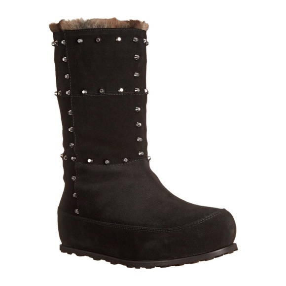 Stuart Weitzman Shoes | Nwt Stuart Weitzman Aspen Black Suede Studded Fur Lined Boots | Color: Black/Silver | Size: 37.5eu | _Houseofgray_'s Closet